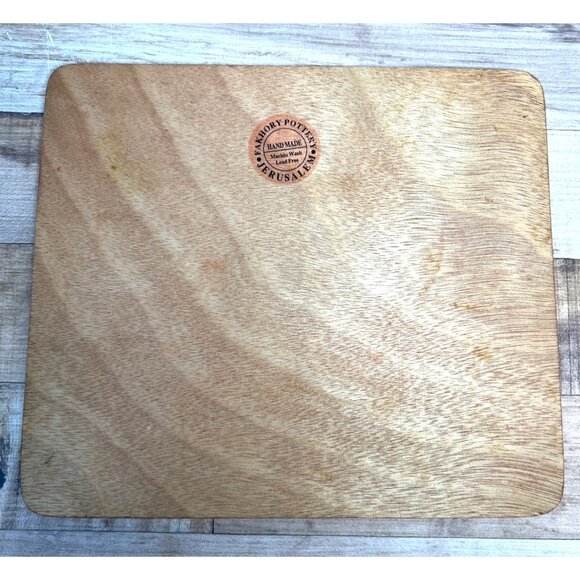 Handmade Fakhory Pottery Jerusalem Wooden Cutting Board With Hand-Painted Cerami - Picture 2 of 3